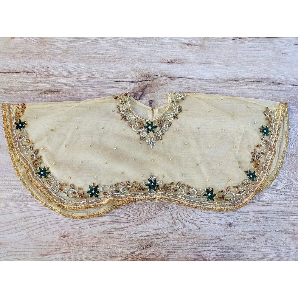 Vintage Ornate Beaded Mesh Capelet Neckpiece‎ Bridal Renaissance Core
